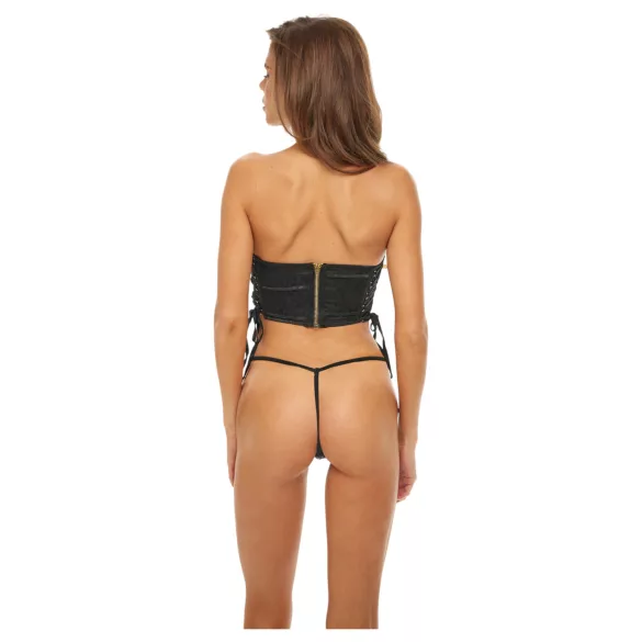 Bombshell - korsett ja stringid - leopardimustriga must - L