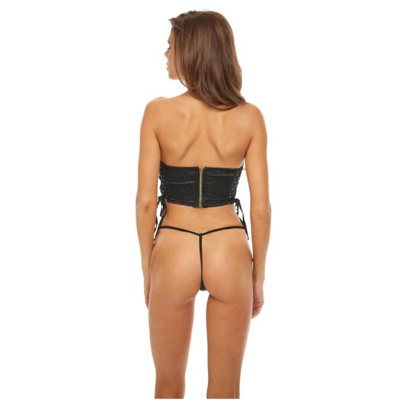 Bombshell - korsett ja stringid - leopardimustriga must - M