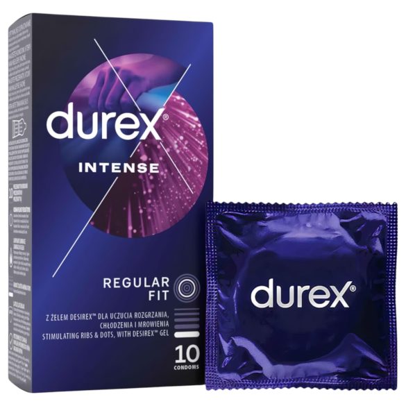 Durex Intense - triibuline ja täpiline kondoom (10tk)