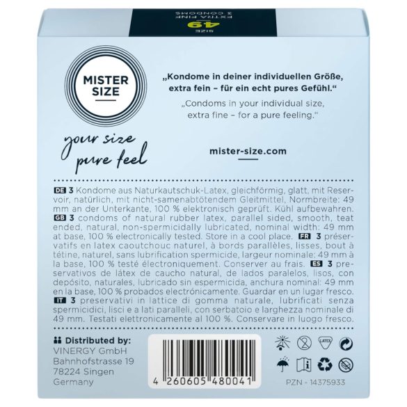 Mister Size - õhuke kondoom - 49mm - 3 tk