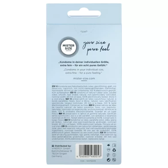 Mister Size - õhuke kondoom - 49mm - 10 tk