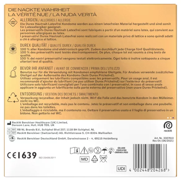 Durex Naturaalne tunne - lateksivaba kondoom (30 tk)