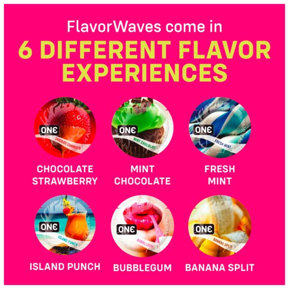ONE Flavor Waves - maitsega kondoomid - assortii (12 tk)