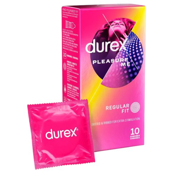 Durex Pleasure Me - soonilis ja täppidega kondoomid (10 tk)