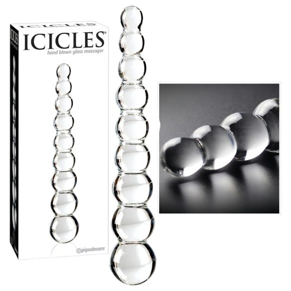 Icicles No. 2 - klaaskuulidega dildo (läbipaistev)