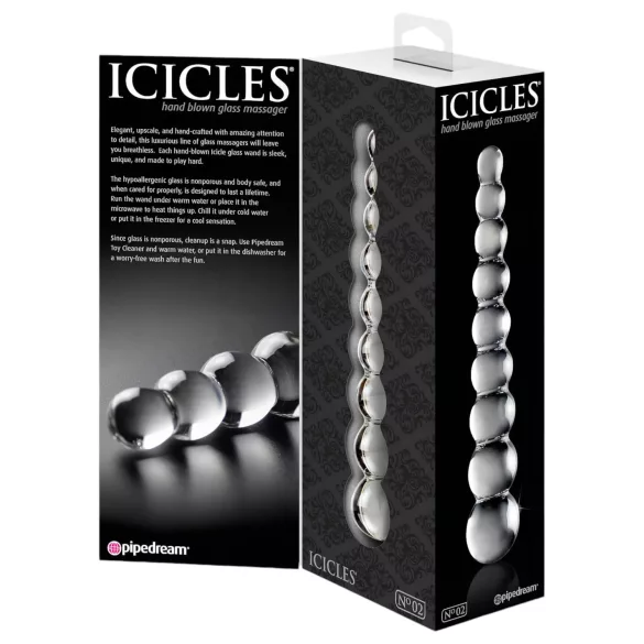 Icicles No. 2 - klaasist dildo kuulidega - läbipaistev