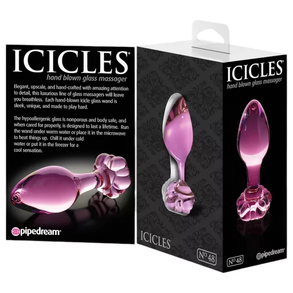 Icicles nr 48 - lilleline klaasist anaalplugg (roosa)