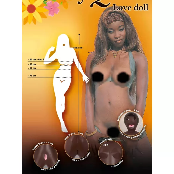 You2Toys - seksinukk - täissuuruses must naine - PVC