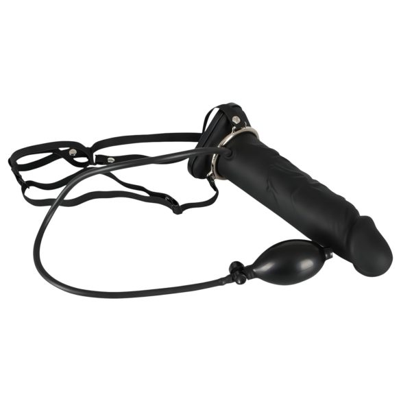 You2Toys - Täispuhutav Kinnitatav Dildo - õõnes silikoon (must)