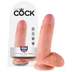 King Cock - realistlik dildo munanditega - 18 cm naturaalne