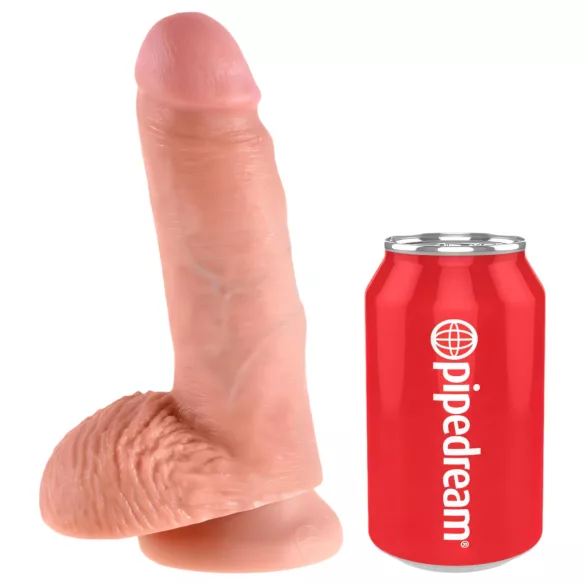 King Cock - realistlik dildo munanditega - 18 cm naturaalne