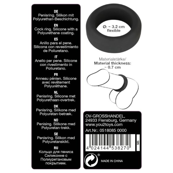 Black Velvets - paksuseinaga peenisekumm 3,2 cm - must