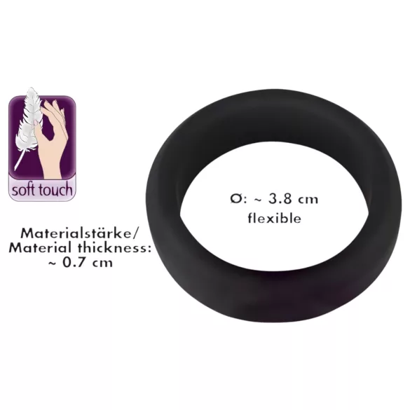 Black Velvets - peeniserõngas paks sein 3,8 cm - must