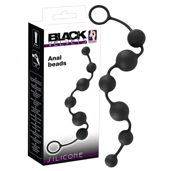 Black Velvet - 6 pärli anaaldildo (must)