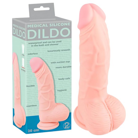 Meditsiiniline silikoondildo (20cm) - naturaalne