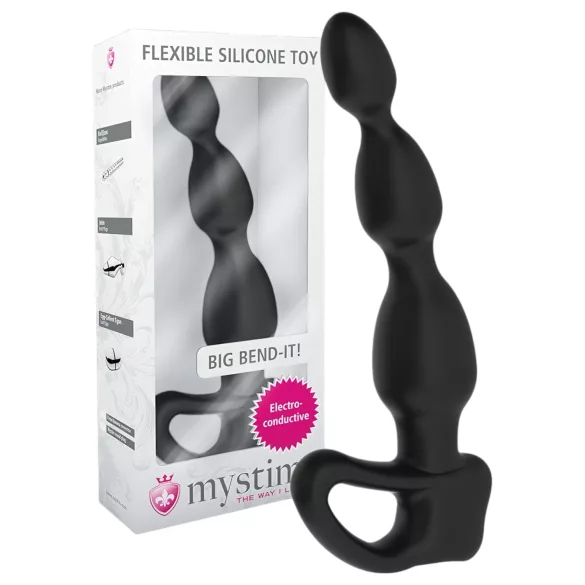 mystim Big Bend-it! - kuulidega elektro-anaaldildo (must)