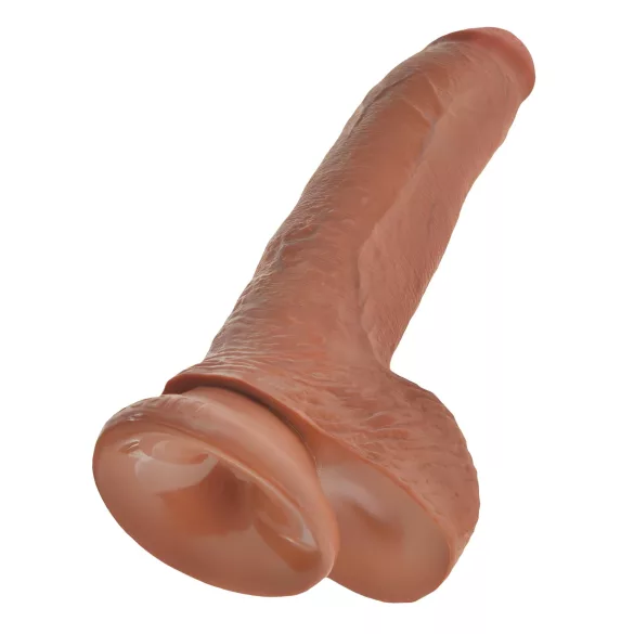 King Cock - realistlik dildoo munanditega - pruun 23 cm