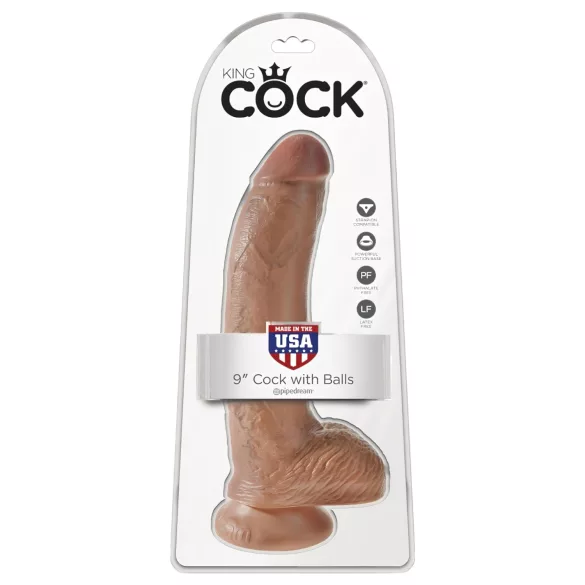 King Cock - realistlik dildoo munanditega - pruun 23 cm
