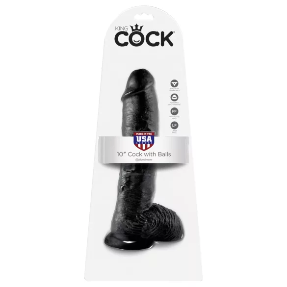 King Cock - realistlik dildoga munanditega - must 25 cm