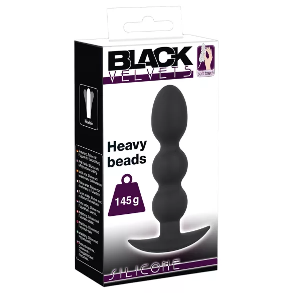 Black Velvets Heavy - 145 g kuuliga anaalpistik (must)