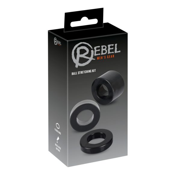 Rebel Ball - must- ja munandivenitamiskomplekt - (must)