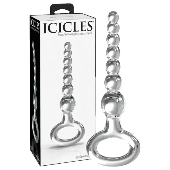Icicles No. 67 - klaasist dildo kuulidega - läbipaistev