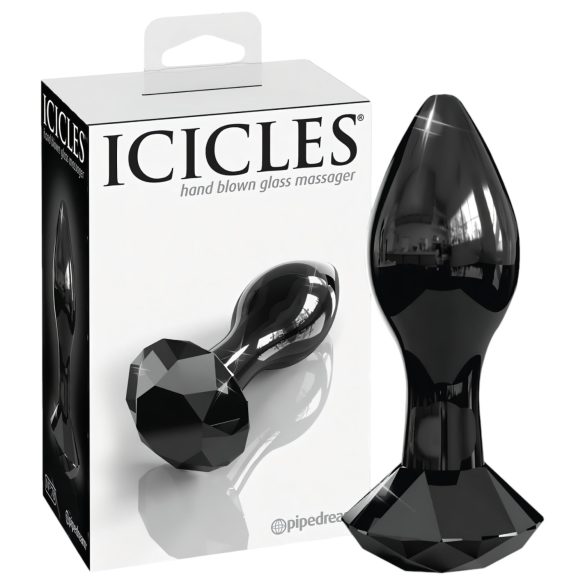 Icicles No. 78 - kooniline klaasist anaalplug (must)