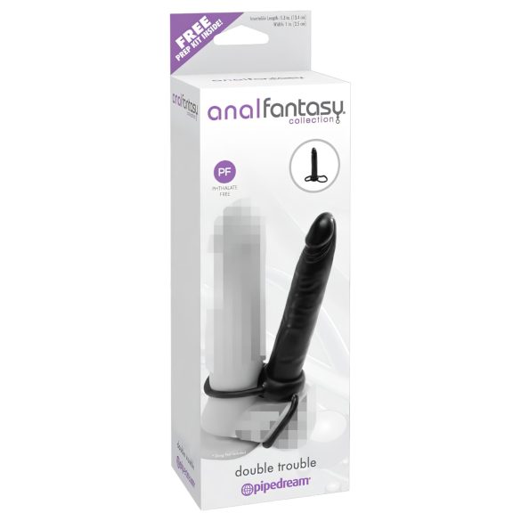 Analfantasy Double Trouble - musta anaalne kinnitatav dildo