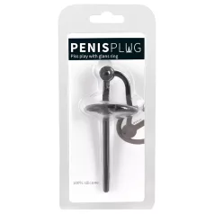   Penisplug - peeniserõngas silikoonist õõnes dilataatoriga - must