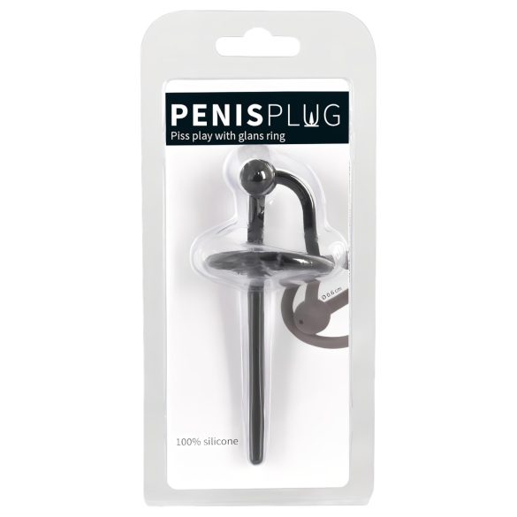 Peenisepulk - õõnes ureetra koos silikoonist peeniseringiga (must)