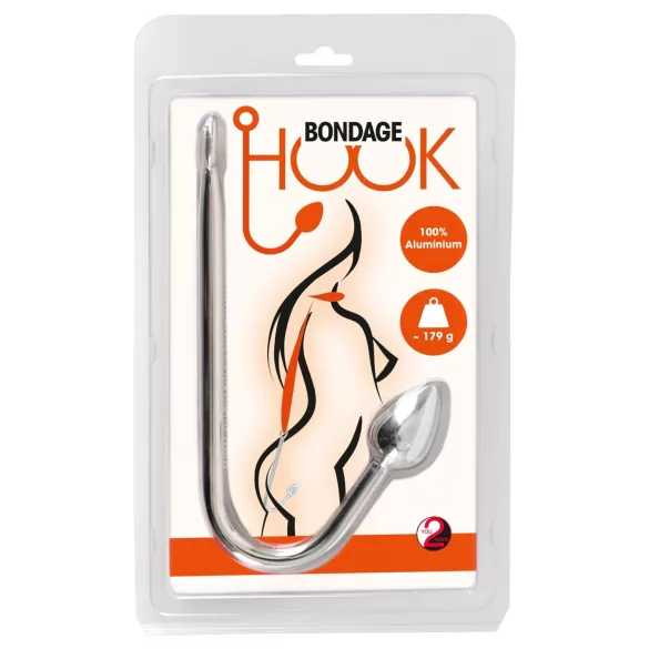 You2Toys - anaalnöör konksuga - alumiinium 179g hõbedane