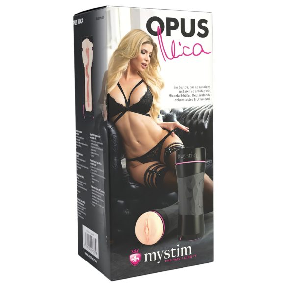 mystim OPUS Mica - realistlik masturbaator tupe avaga - naturaalne/must