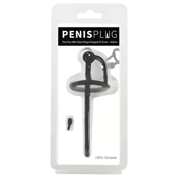 Penisplug - silikoon dilataator pearõngaga 0,6mm - must