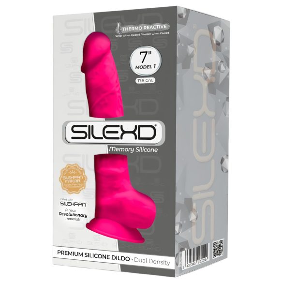 Silexd 7 - iminappadega munanditega dildo - 17,5cm (roosa)