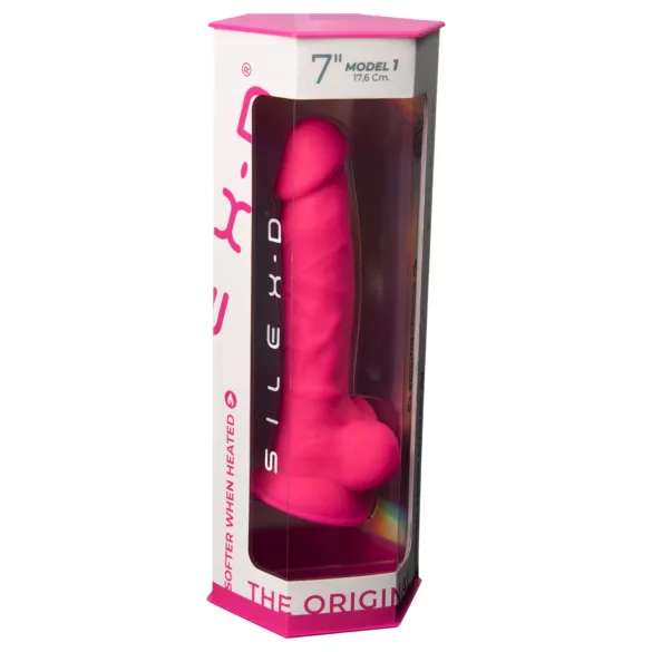 Silexd 7 - iminapaga, munanditega dildo - 17,5 cm (roosa)