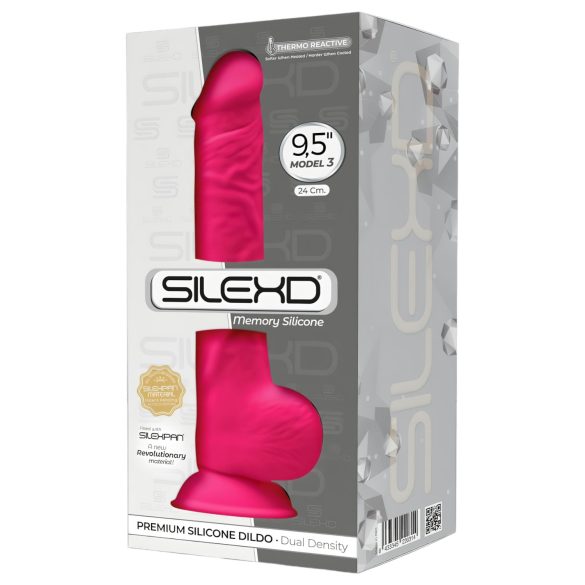Silexd 9.5 - iminapaga munanditega dildo - 24cm (roosa)