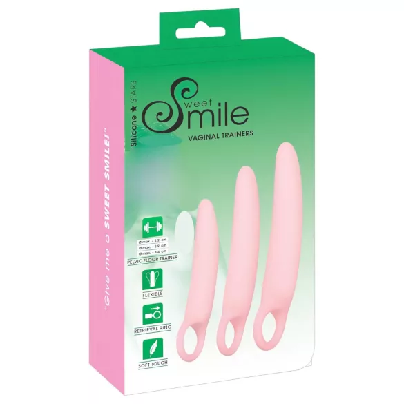 SMILE - tupetreenerite komplekt - 3-osaline silikoon - roosa