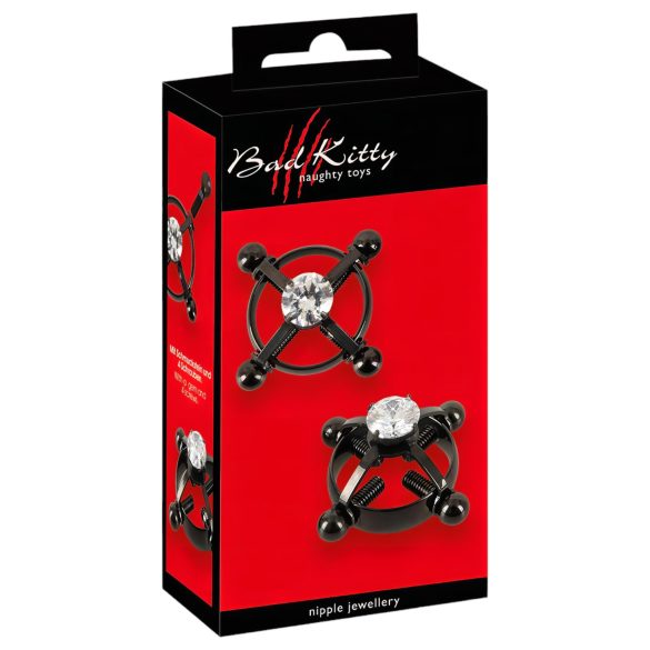 Bad Kitty - pöörlevad nibu ehted (rhinestone) - must