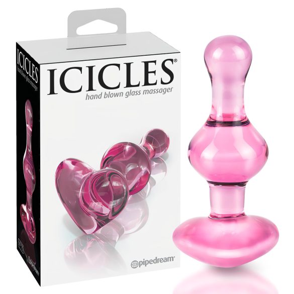 Icicles nr 75 - südamekujuline klaasist anaalplug (roosa)