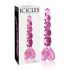 Icicles Nr. 43 - pärlitega, südamekujuline klaasdildo (roosa)