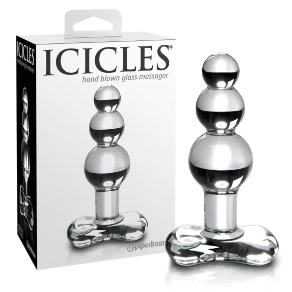 Icicles No. 47 - klaasist anaaliplug kolmikhelmestega läbipaistev