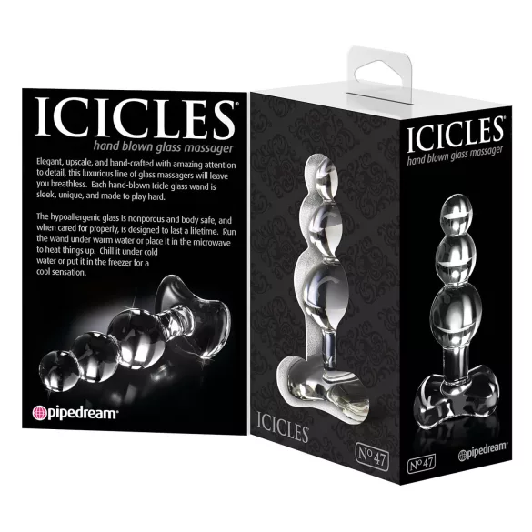 Icicles No. 47 - klaasist anaaliplug kolmikhelmestega läbipaistev