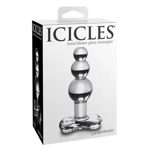 Icicles No. 47 - klaasist anaaliplug kolmikhelmestega läbipaistev