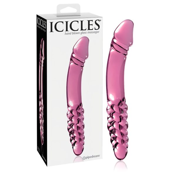 Icicles nr 57 - kaheotsaline roosa klaasdildo (peenise kujuga)