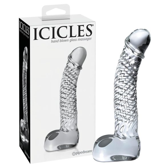 Icicles nr. 61 - munadega klaasist dildo (läbipaistev)