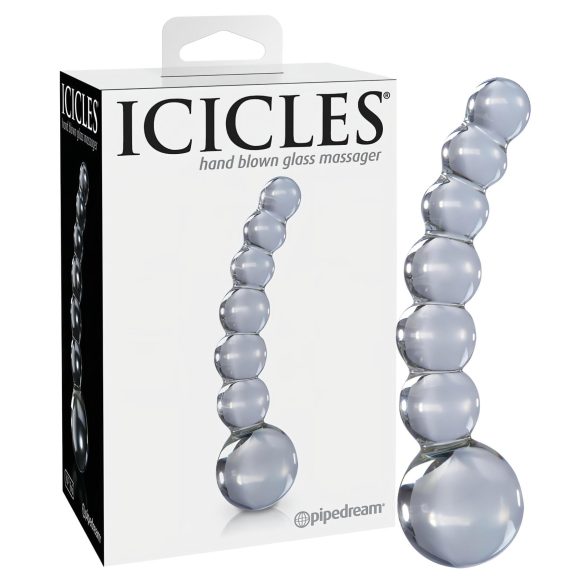 Icicles nr 66 - kaardus ja ümar klaasdildo (läbipaistev)