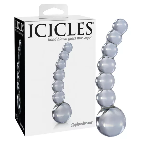 Icicles No. 66 - klaasist dildos - kumer, pallikestega - läbipaistev