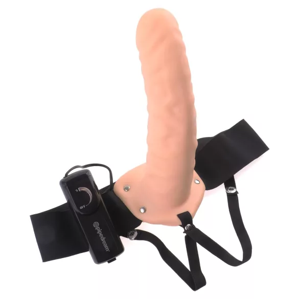 Fetish Strap-On 8 - õõnes vibreeriv strap-on dildo - naturaalne