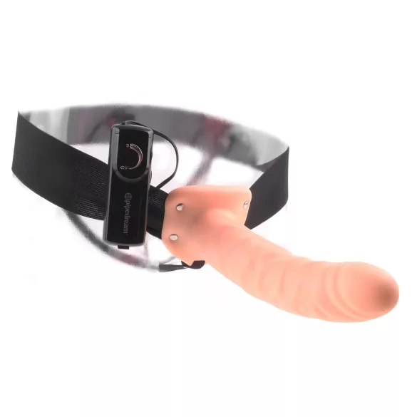 Fetish Strap-On 8 - õõnes vibreeriv strap-on dildo - naturaalne