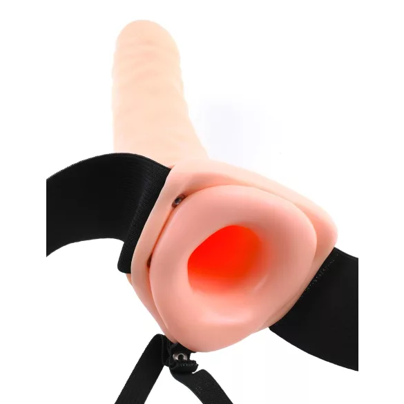 Fetish Strap-On 8 - õõnes vibreeriv strap-on dildo - naturaalne